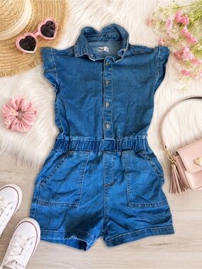 Epic Threads Blue Denim Button-Front One-Piece Romper